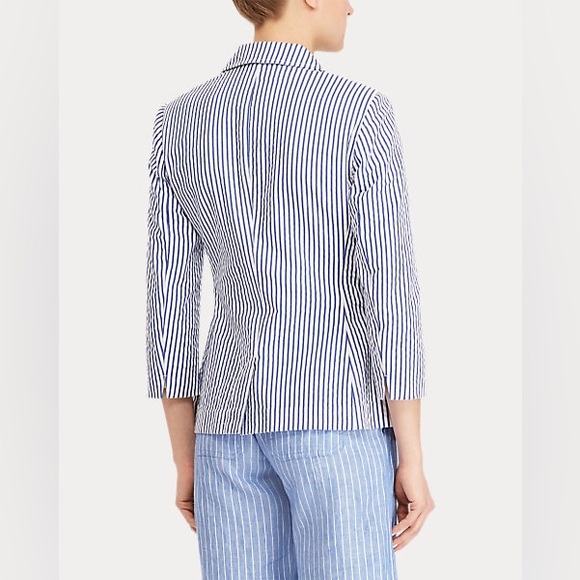 Ralph Lauren Cotton Striped Blazer - Seersucker Cotton Jacket - Picture 10 of 10